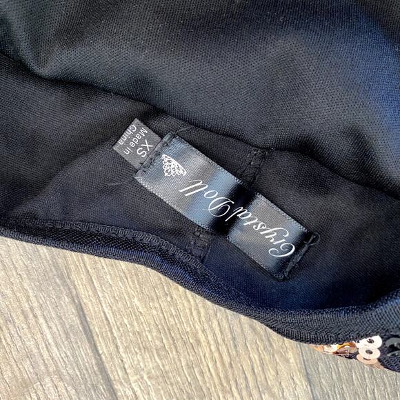 Crystal Doll Junior's Black Sequined Short 3/4 Sleeve Bodycon Party Dress XS - Picture 6 of 9